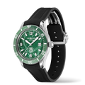 Montblanc 1858 Iced Sea Automatic Date ref: 129765 Herenhorloge 41mm met groene wijzerplaat en zwarte rubberen band. Luxe Zwitsers duikhorloge voor heren.