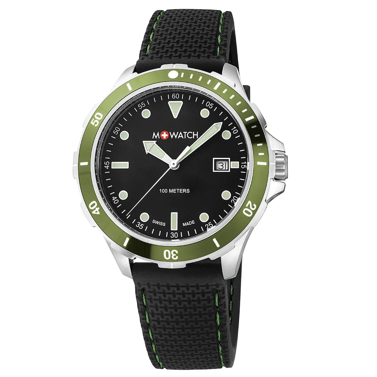 M Watch by Mondaine Green Bezel Herenhorloge 42mm