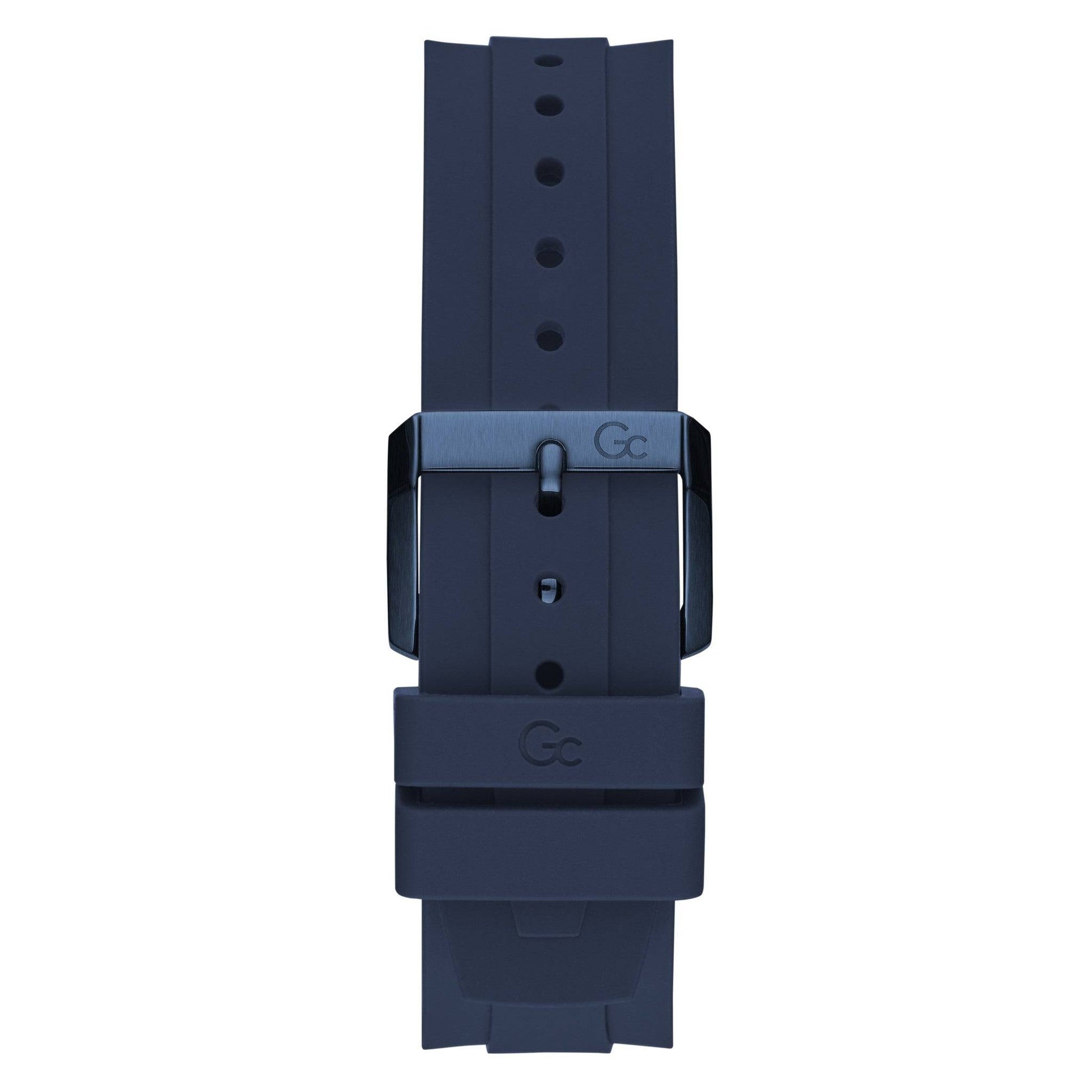 Gc Herenhorloge 44mm - Shape Y99004G5MF met blauwe siliconen horlogeband en zwarte gesp, Swiss Made design voor moderne stijl.