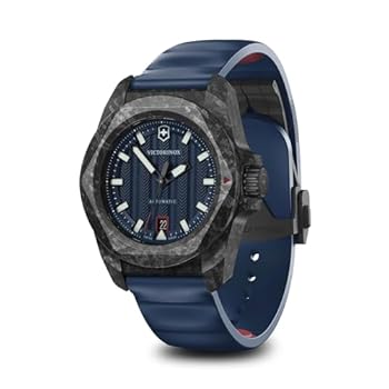 Victorinox I.N.O.X. herenhorloge 242022.1 met 43mm kast, blauwe rubberen band en 20 ATM waterbestendigheid. Zwitsers automatisch duikhorloge voor heren.