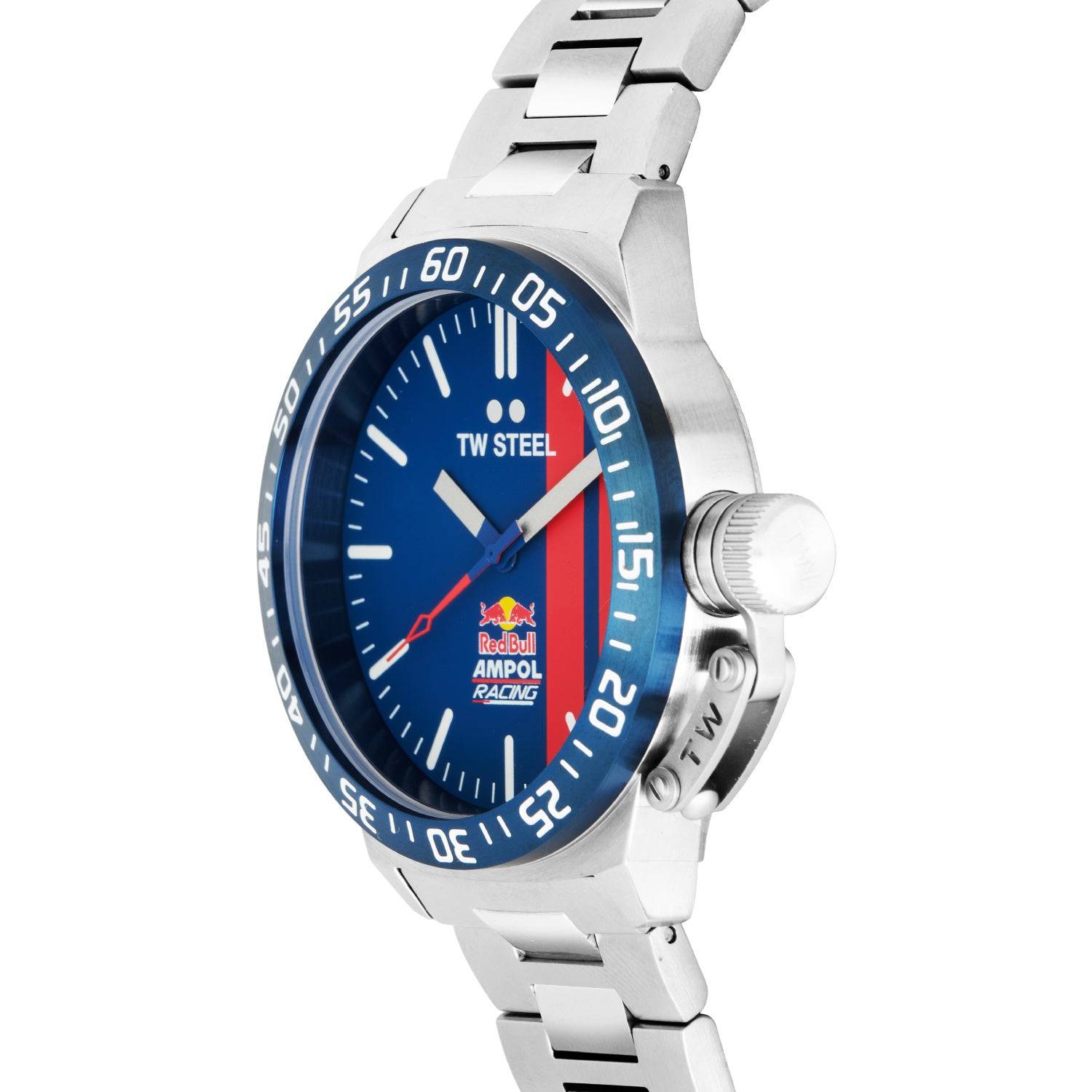 TW Steel CS111 Canteen Herenhorloge 45 mm met blauwe wijzerplaat en Red Bull Ampol Racing logo, sportief design voor mannen.