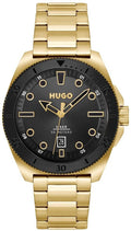 Hugo Boss Orange horloge HU1530304 44mm Heren met goudkleurige schakelband en zwarte wijzerplaat, ideaal voor stijlvolle gelegenheden.