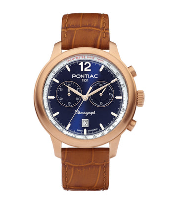 Pontiac Henry Chrono Blauw Wijzerplaat 43mm