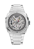 Alpina Alpiner Extreme Herenhorloge 41mm met skeleton wijzerplaat en zilveren roestvrijstalen band. Swiss Made automatisch horloge voor heren.