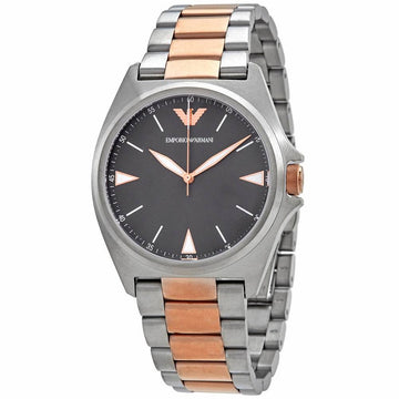 Elegant Armani Herenhorloge AR11256 RVS Zilverkleurig/Roze Zwarte Wijzerplaat 37-40mm