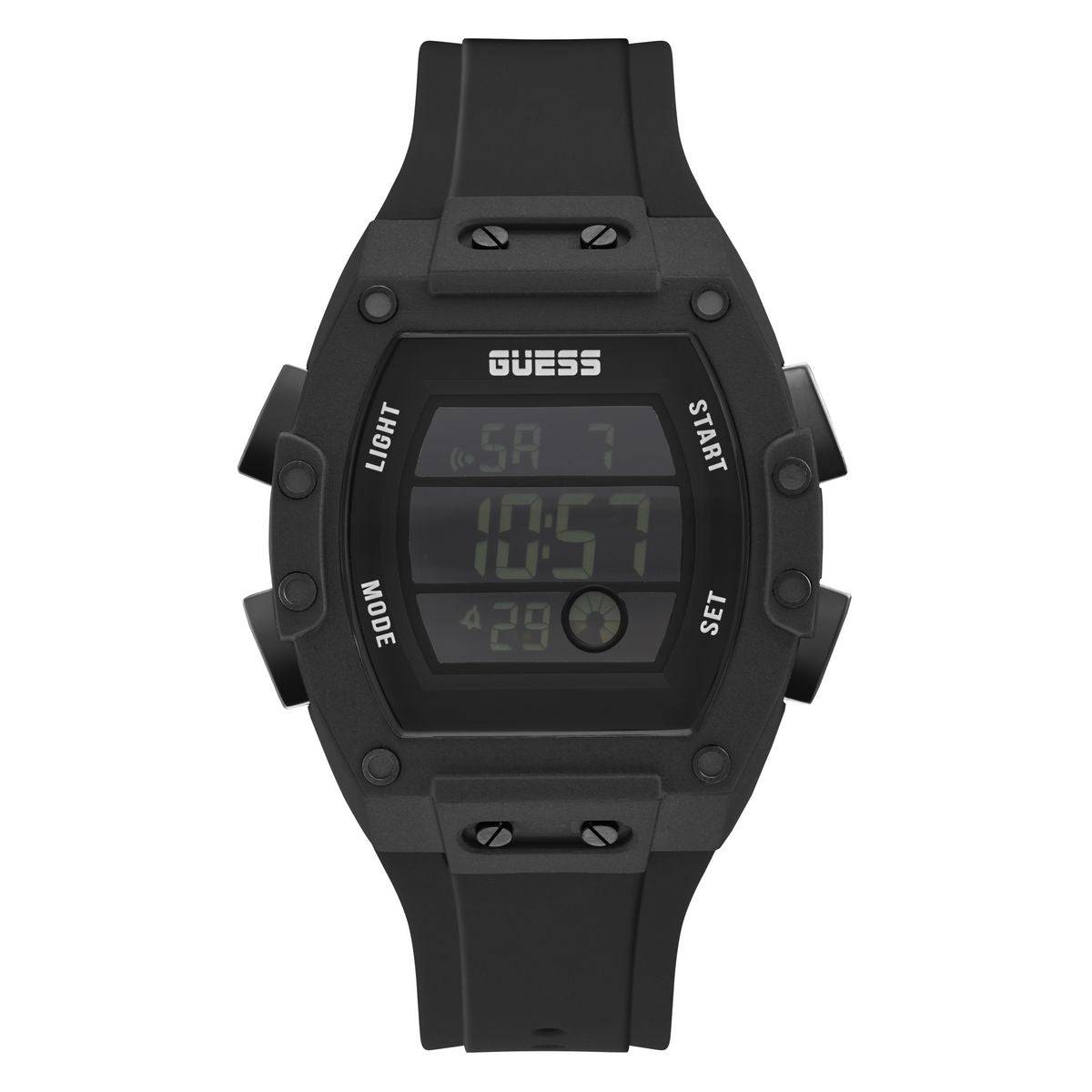 Guess Herenhorloge Zwart Silicone Grijs Resin, 41-45mm