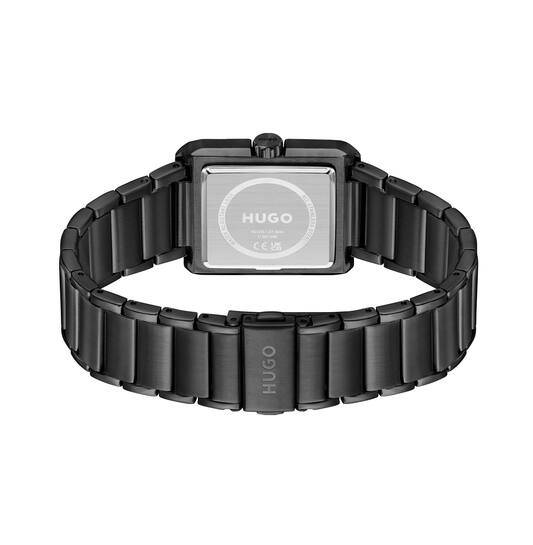 Hugo Boss Orange Thrive HU1530356 herenhorloge met rechthoekige zwarte kast van 30x40mm en rode accenten, stijlvol voor elke outfit.