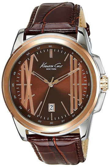 Kenneth Cole Herenhorloge IKC8096 Zilverkleurig RVS Bruin Leer – 41-45mm