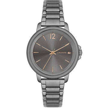 Lacoste horloge dames - LC2001220 met grijze metalen band en roségouden accenten, elegant dameshorloge van 38mm voor stijlvolle gelegenheden.