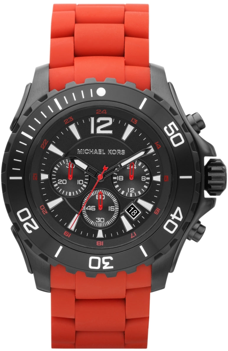 Michael Kors MK8212 Zwart/Rood RVS Herenhorloge 46-52mm