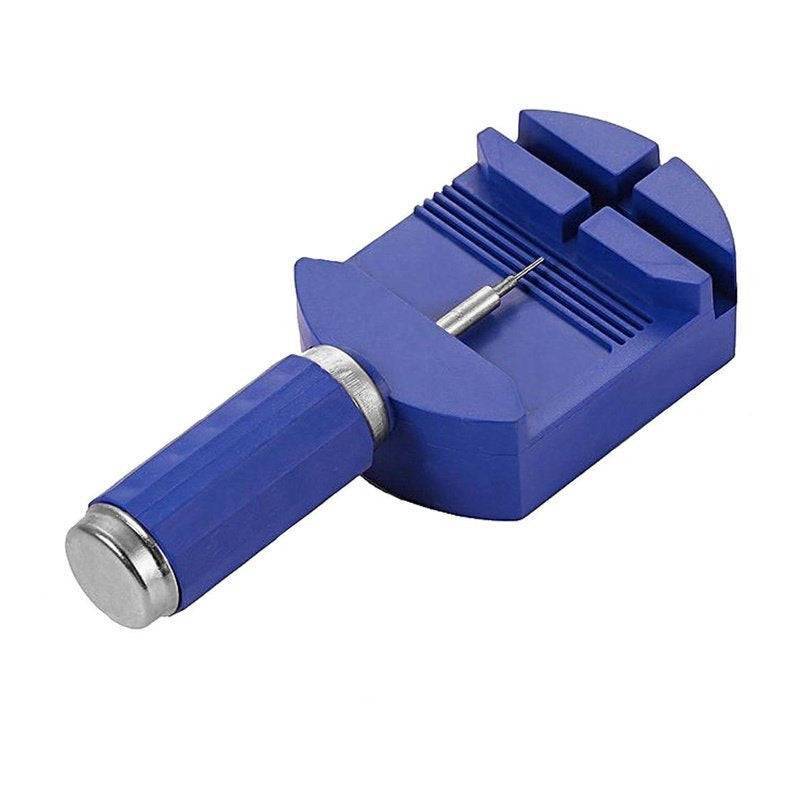 Blauwe horlogeband inkorter tool met metalen draaiknop en verstelbare pin voor het aanpassen van horlogebanden, ideaal voor herenhorloges zoals de Hugo Boss HB1514015 Cloud Chronograaf.
