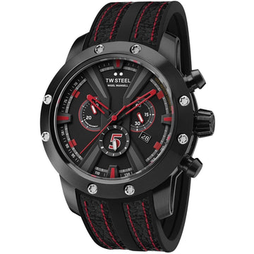 TW Steel TWGT14 Damon Hill Fast Lane Chronograaf Limited Edition herenhorloge 47mm met zwart-rode wijzerplaat en sportieve leren band. Luxe Swiss Made horloge voor heren in gelimiteerde oplage, ideaal voor autosportliefhebbers.
