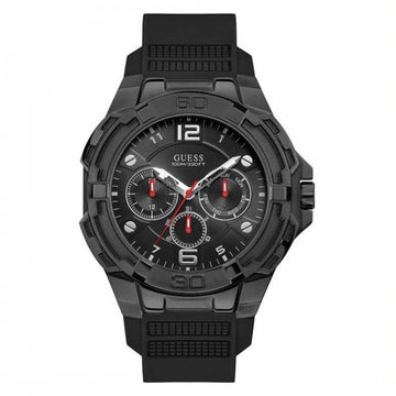 Guess Herenhorloge Zwart RVS Silicone - Krachtig Design 46-52mm