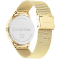 Calvin Klein CK25200372 dameshorloge 38mm met goudkleurige roestvrijstalen mesh band en sluiting, Swiss made met quartz uurwerk.