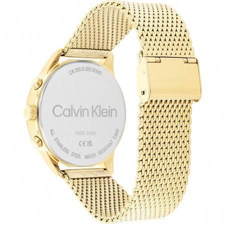 Calvin Klein Herenhorloge 44mm CK25200375 met goudkleurige roestvrijstalen mesh band en quartz uurwerk. Luxe design met 2 jaar garantie.