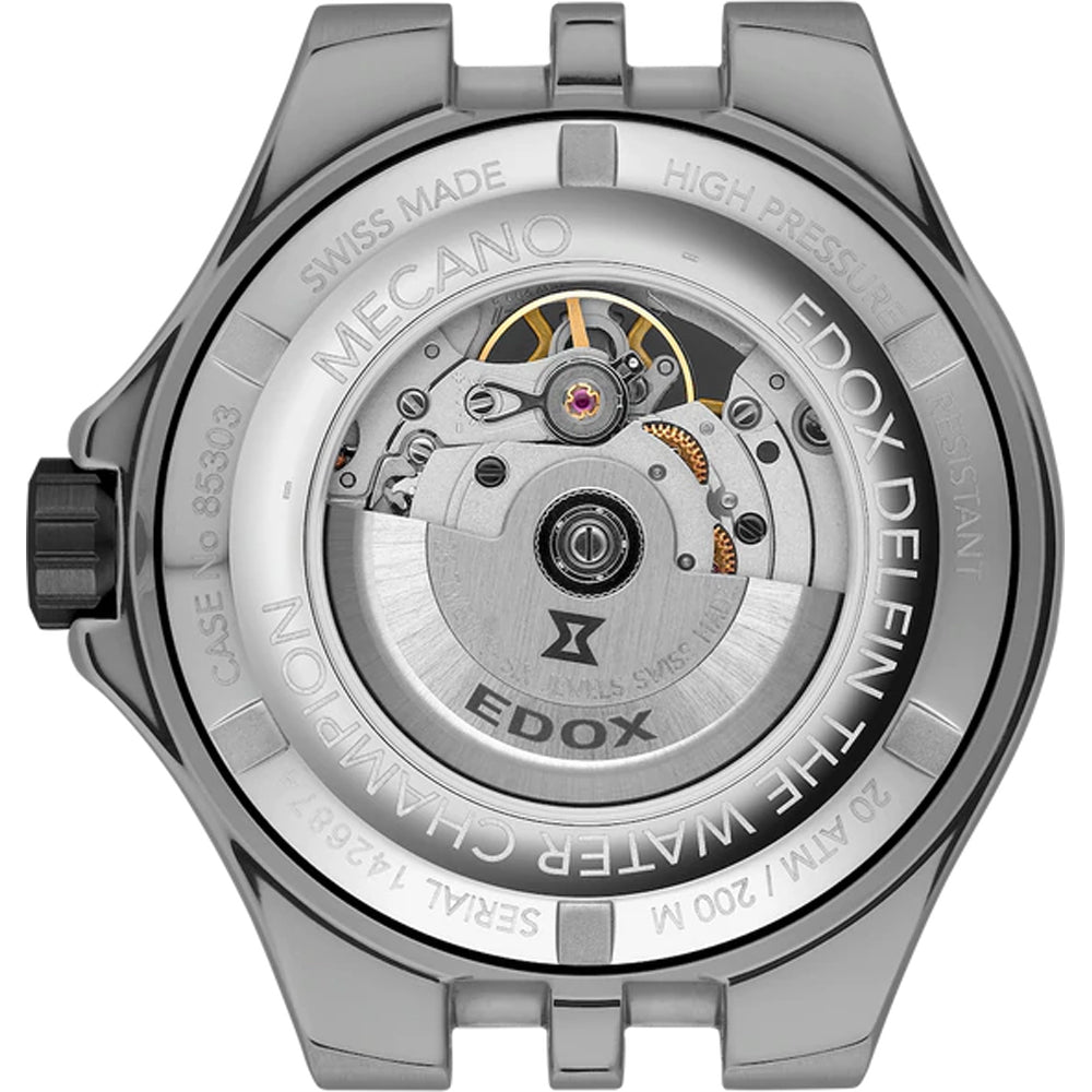 Edox Delfin Automatisch 85303-357GNCAV-VONB Skeleton Swiss Made Herenhorloge 43mm