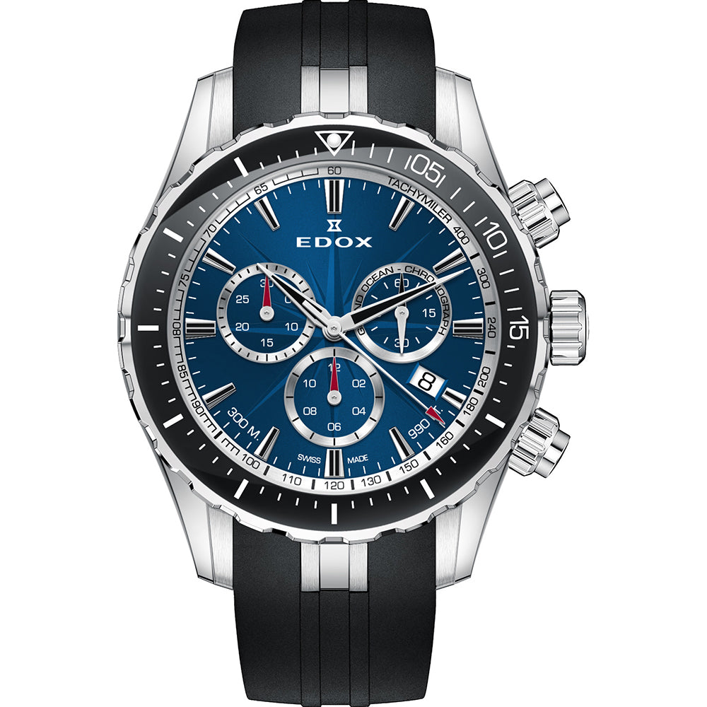 Edox Grand Ocean Swiss Made Chronograaf Heren Duikhorloge 10248 357BU BUIN 43mm
