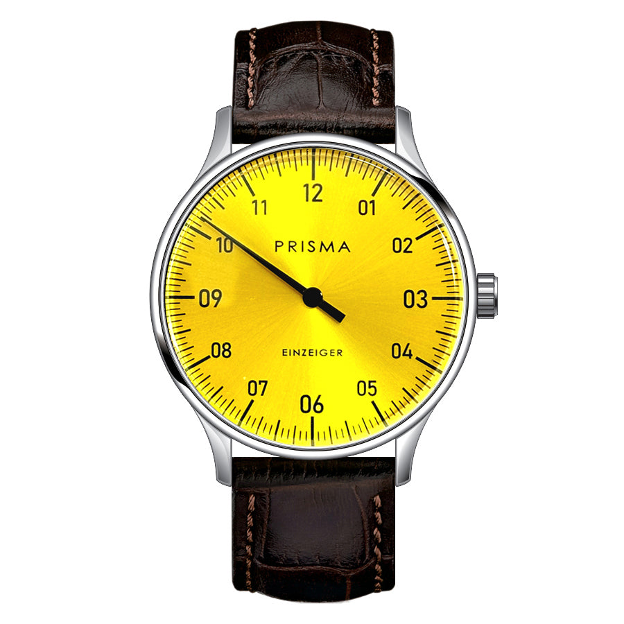 Prisma Design 'Einzeiger' Eenwijzerhorloge Geel 40mm