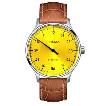 Prisma Design 'Einzeiger' Eenwijzerhorloge Geel 40mm
