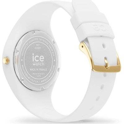 Ice-Watch ICE Cocorico horloge 37mm met Franse driekleur wijzerplaat en wit siliconen bandje, sportief dameshorloge met gouden accenten.