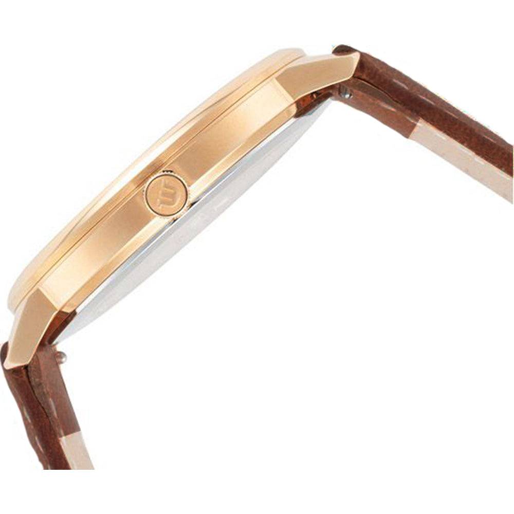 Maurice Lacroix Eliros EL1118-PVP01-112-1 herenhorloge 40mm met witte wijzerplaat, roségouden kast en bruin leren bandje. Elegant Swiss Made horloge.