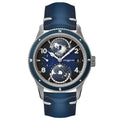 Montblanc 1858 Geosphere Automatic ref: 125565 Titanium Herenhorloge 42mm met blauwe leren band en wereldtijdcomplicatie, Swiss Made design.