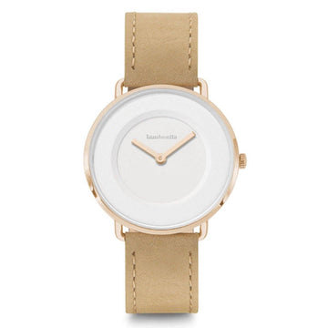 Lambretta Mia 34 Suede Rose Gold White Beige Dameshorloge - 34mm