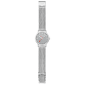Mondaine Classic Spoorweg Horloge 40mm M660.30360.80SBJ met zilveren mesh band en minimalistische wijzerplaat, Swiss Made heren horloge.