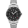 Montblanc 1858 GMT Automatic ref: 129615 Herenhorloge 42mm met zwarte wijzerplaat en roestvrijstalen band, Swiss Made precisie voor heren.