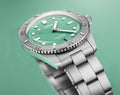 Oris Divers Sixty-Five Horloge 38mm met mintgroene wijzerplaat en roestvrijstalen band. Unisex Swiss Made heren horloge, ideaal voor elke gelegenheid.