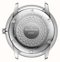 Achterzijde van de Meistersinger Neo Plus NE402T Automatic Herenhorloge 40mm met gegraveerde zilveren kast en uniek serienummer. Swiss Made kwaliteit en edelstalen afwerking benadrukken het vakmanschap.