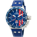 TW Steel Canteen CS122 Herenhorloge 45mm Redbull met blauwe wijzerplaat, rode accenten en leren band. Sportief horloge voor mannen.