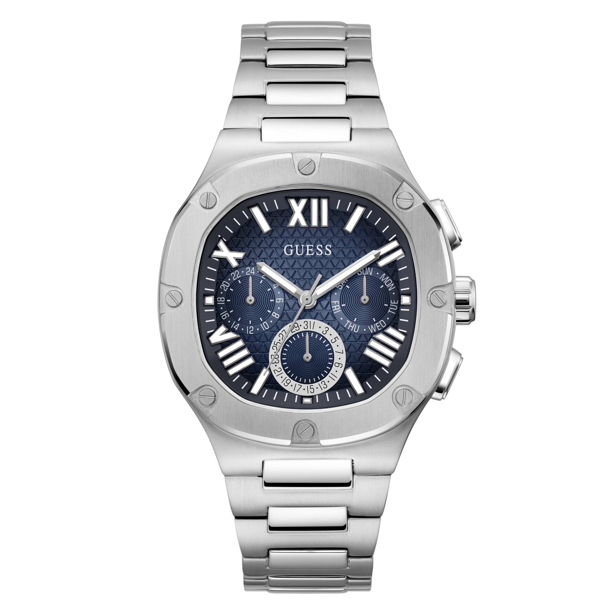 Guess Watches GW0572G1 Headline Herenhorloge 42mm met blauwe ombré wijzerplaat en roestvrijstalen band, stijlvol en modern design.