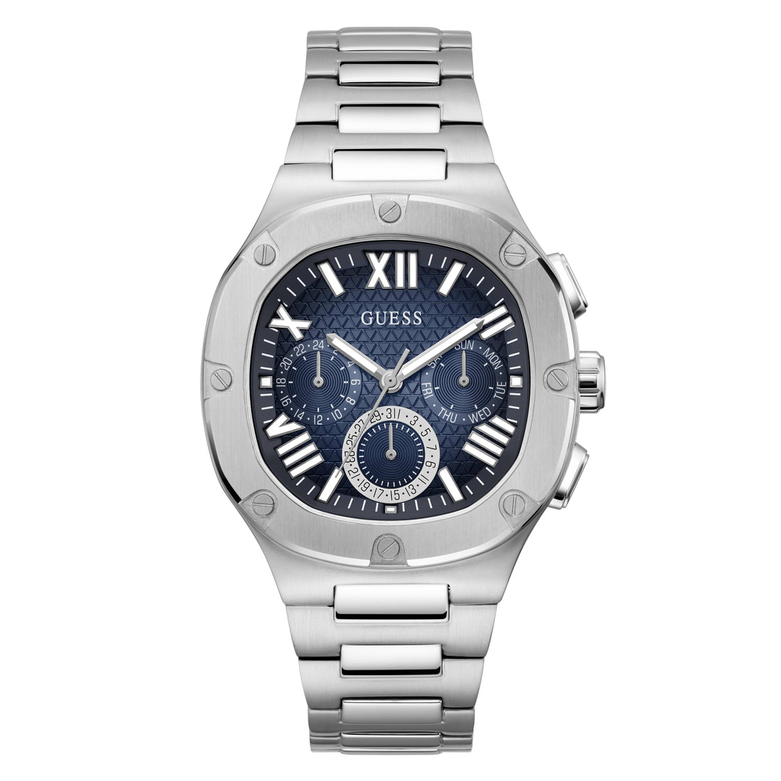 Guess Watches GW0572G1 Headline Herenhorloge 42mm met blauwe ombré wijzerplaat en roestvrijstalen band, stijlvol en modern design.