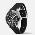 Montblanc 1858 Iced Sea Automatic Date ref:129372 herenhorloge 41mm met zwarte wijzerplaat, duikring en rubberen band. Swiss Made luxe horloge.