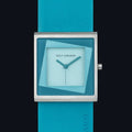 Rolf Cremer Yess dameshorloge 34mm met vierkante kast en turquoise leren band. Stijlvol en tijdloos design voor moderne vrouwen.